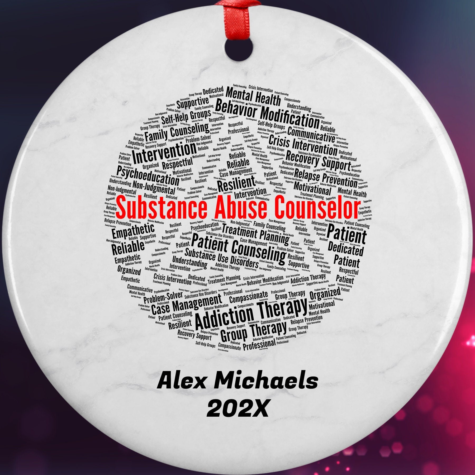 Substance Abuse Counselor Personalized Christmas Ornament