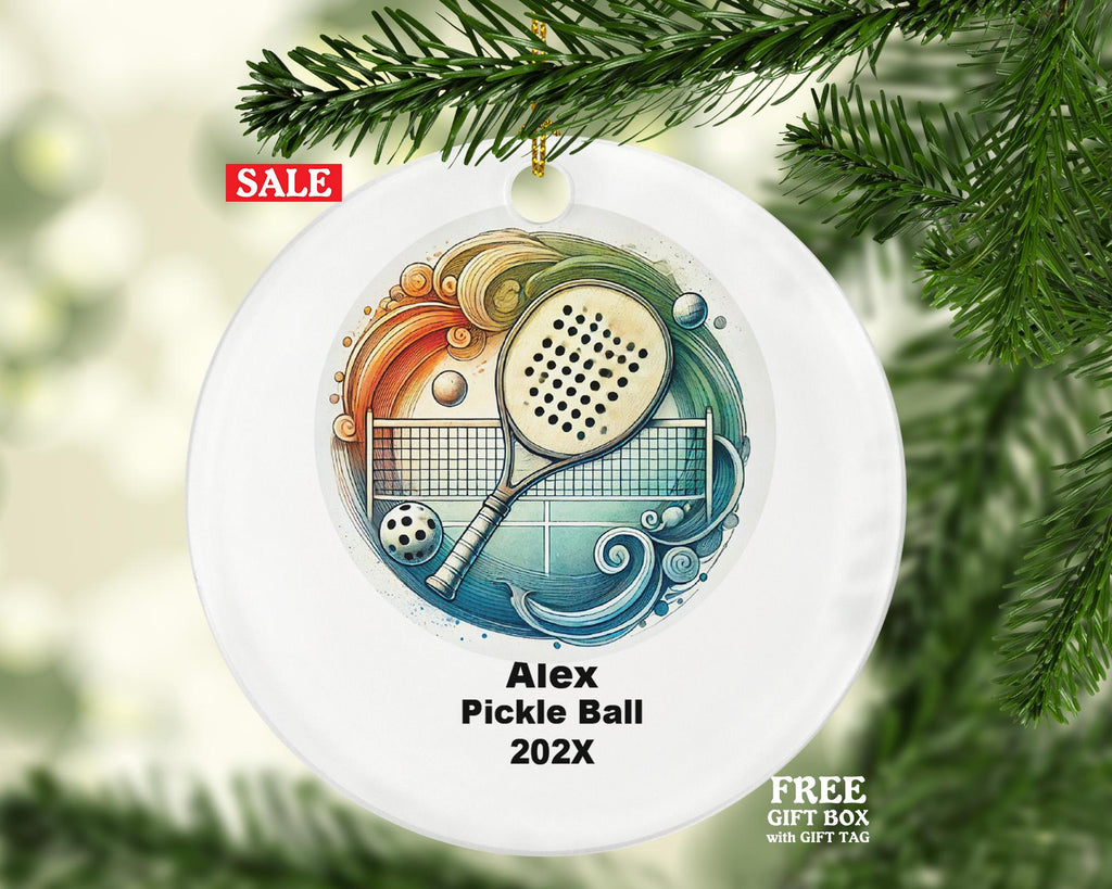 Personalized Pickleball Ornament – Custom Sports Gift – Pickleball Player Ornament with Name and Year