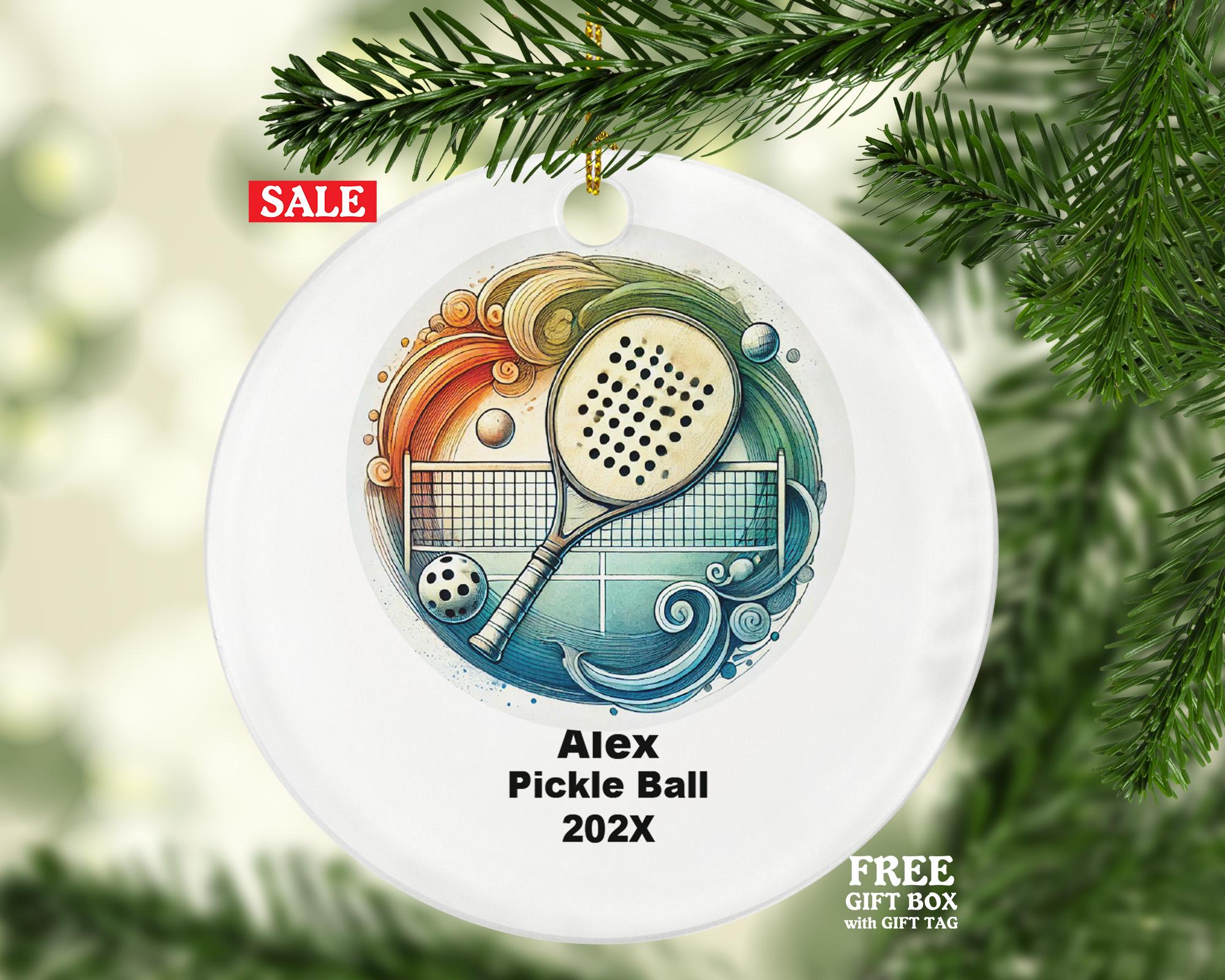 Personalized Pickleball Ornament – Custom Sports Gift – Pickleball Player Ornament with Name and Year
