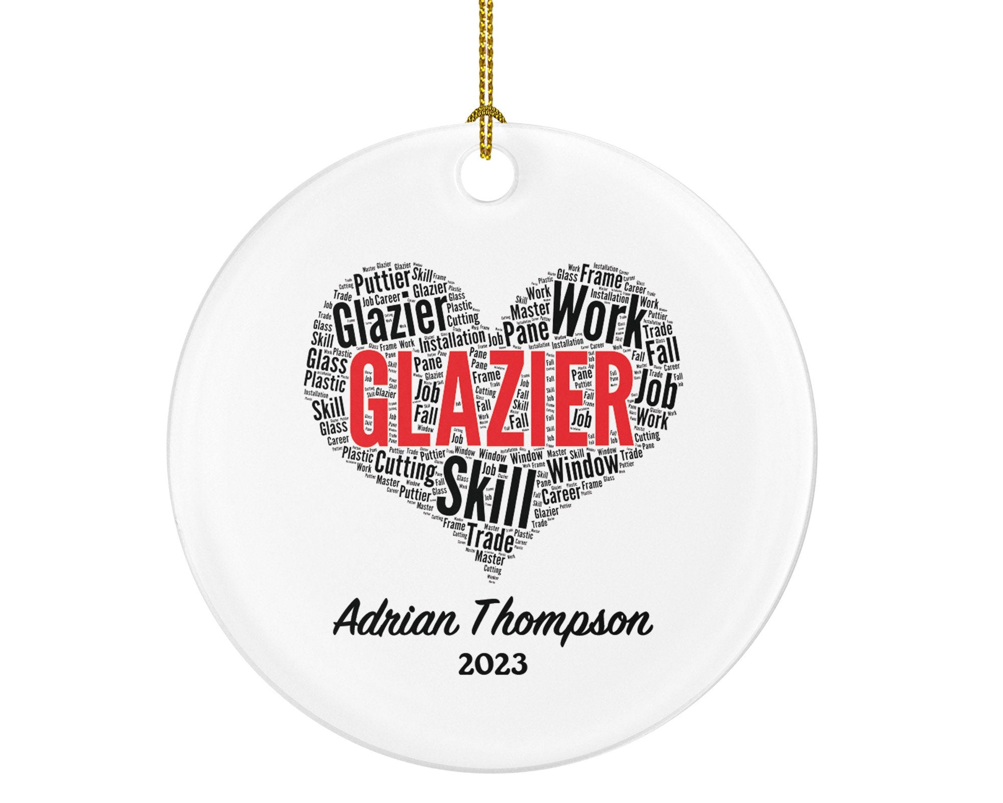 Glazier Christmas Ornament Personalized - Custom Gift with Name