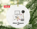 Working From Home Female Christmas Ornament - Personalized Laptop Computer Work Distance Studying Custom Name
