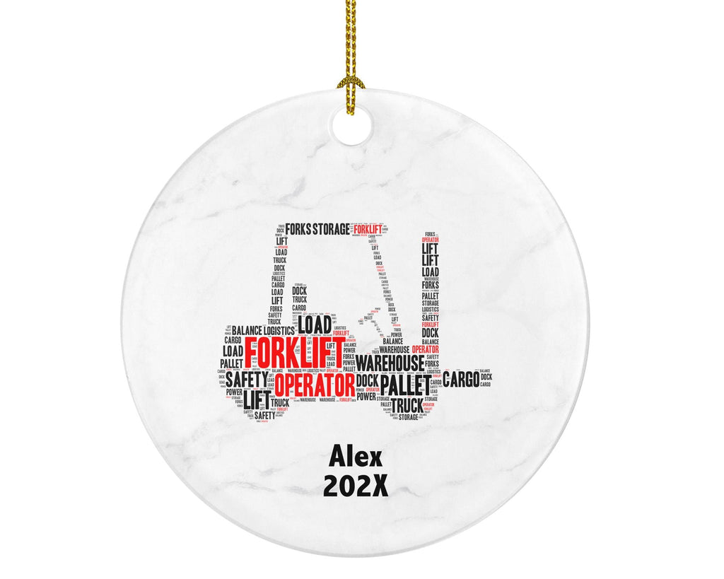 Personalized Forklift Operator Christmas Ornament – Custom Warehouse Gift – Logistics and Cargo Ornament – Heavy Equipment Keepsake