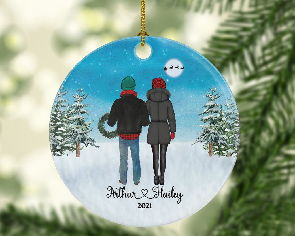 Couples Together Christmas Ornament - Our First Personalized Custom New Couple Gift - Names and Year
