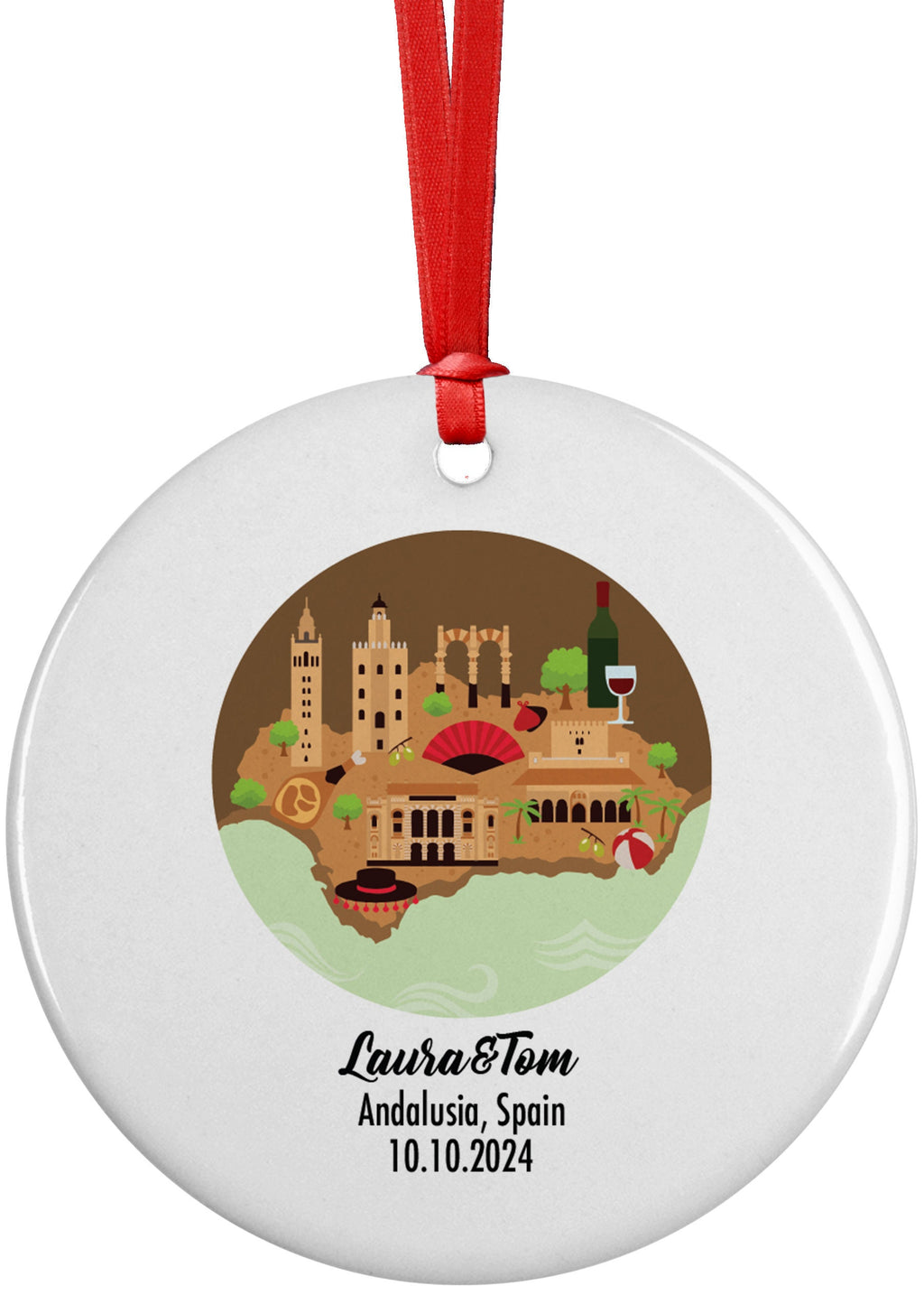 Andalusia, Spain, Ornament, Engagement, Married, Travel, Gift for Engaged Couple, Engagement Gift, Trip, Vacation Souvenir