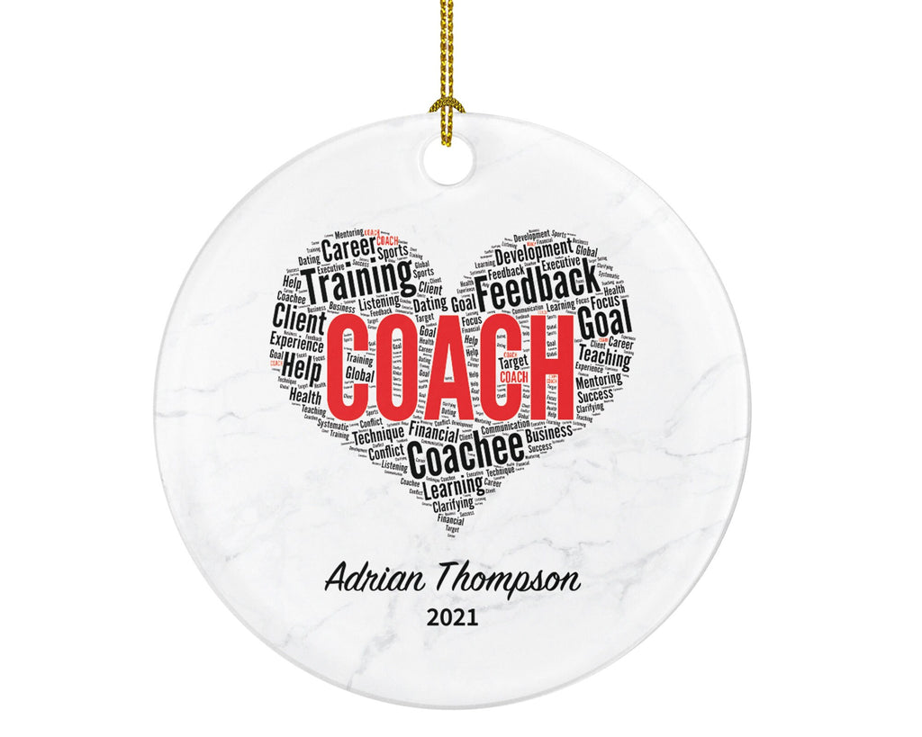 Coach Christmas Ornament Personalized -  Best Coach Ever Basketball Baseball Football Rugby Soccer Any Sports Team Coach Match Gift