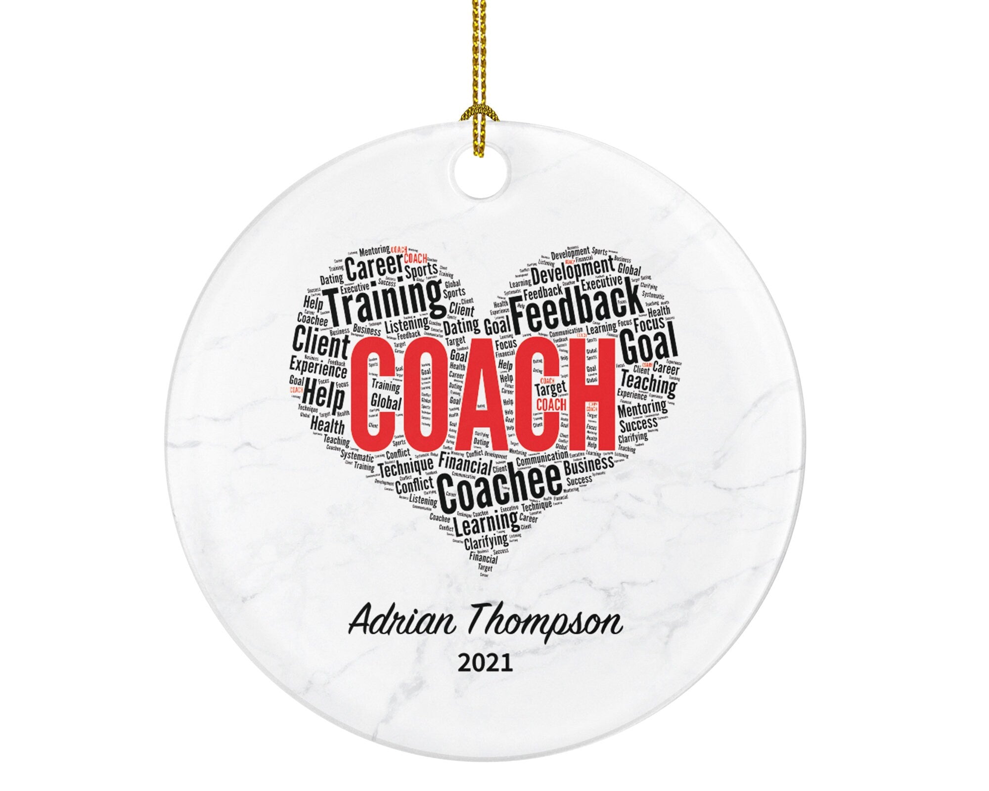 Coach Christmas Ornament Personalized -  Best Coach Ever Basketball Baseball Football Rugby Soccer Any Sports Team Coach Match Gift