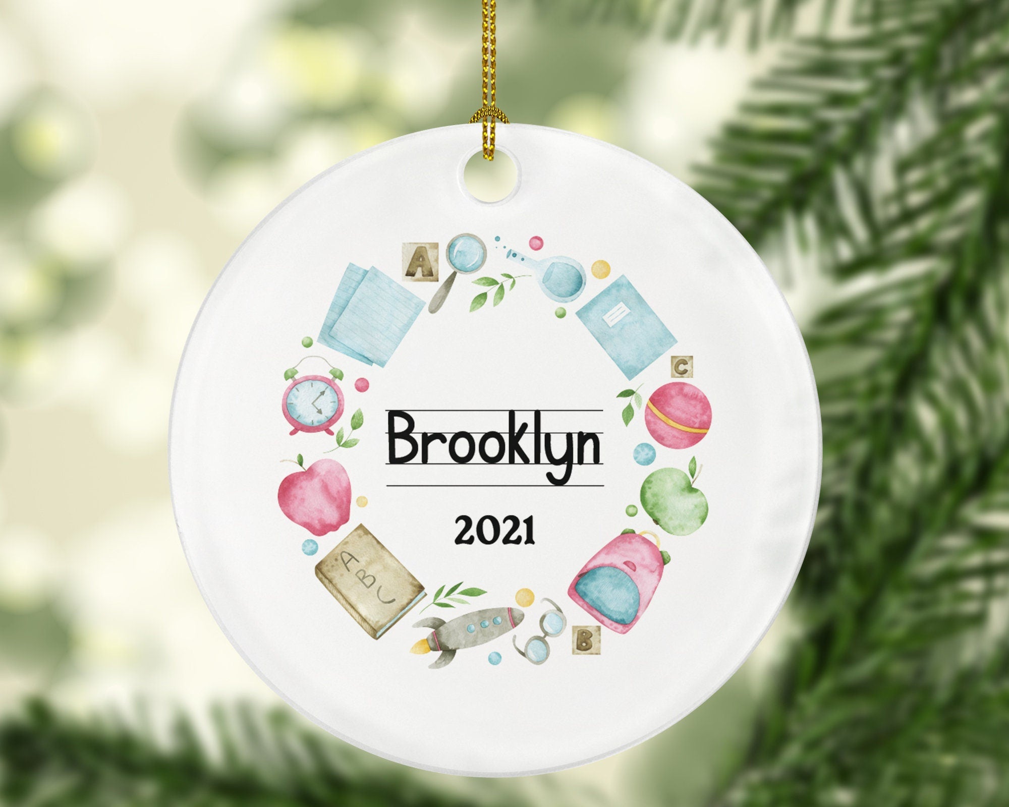 First Year of School New Student Ornament, Student Personalized Christmas Gift Custom Back to School Preschool- PreK Kindergarten 1st Grade