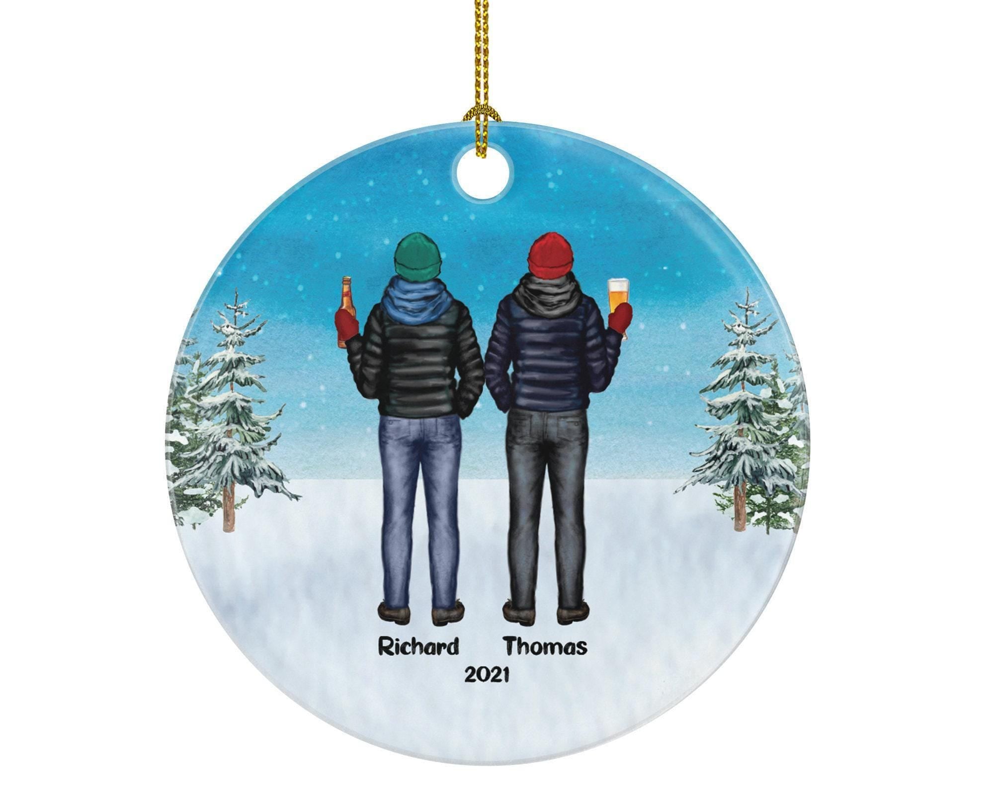 Friendship Ornament: Beer Drinking Buddy (Personalized Ceramic, Gift Box)