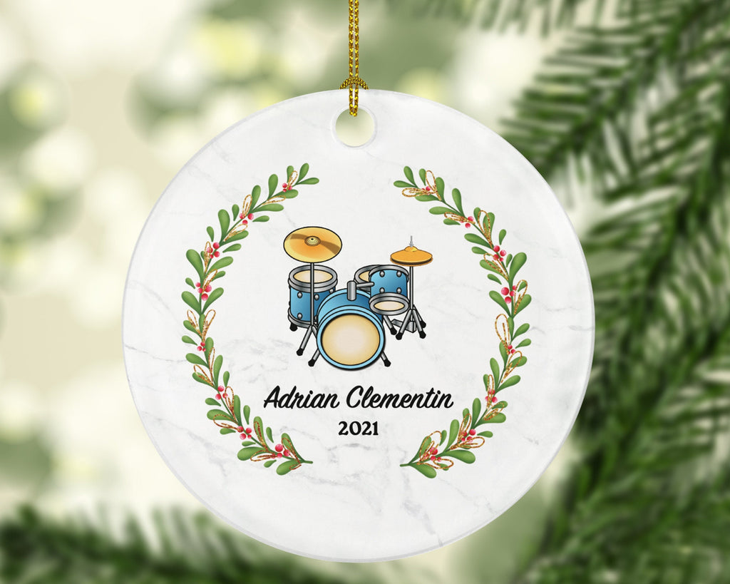 Drum Set Christmas Ornament Personalized - Musical Instrument Drum Set Player Gift for Drums Player - Custom Name Year