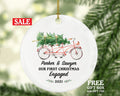 Personalized Engagement Christmas Ornament - Tandem Bicycle  Newly Just Engaged Gift for Couple Tree Xmas Watercolor