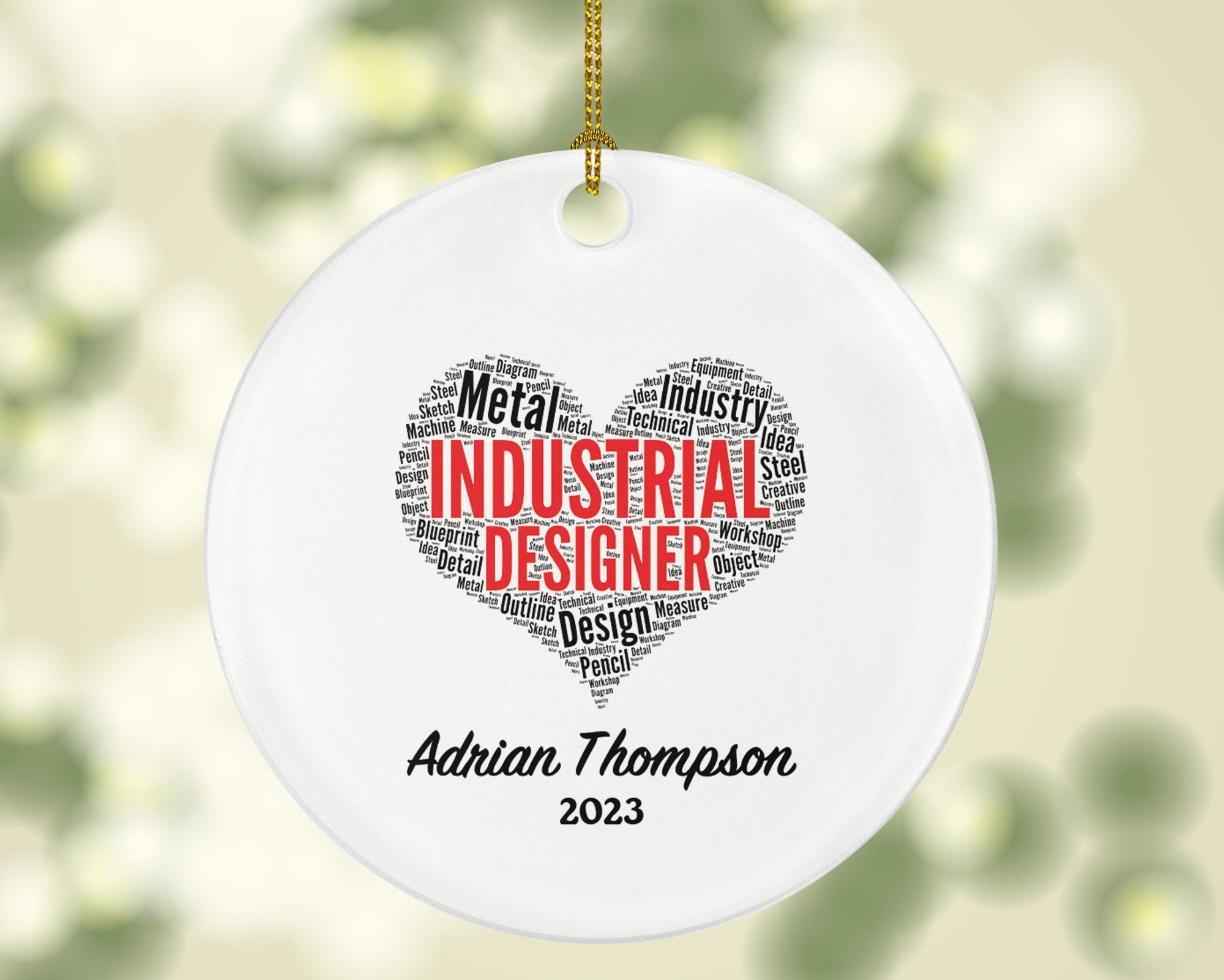 Industrial Designer Christmas Ornament Personalized - Industrial Designing Gift with Custom Name