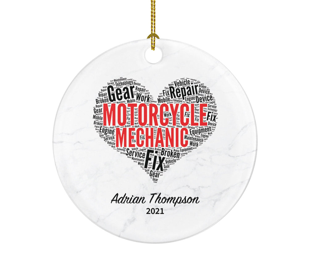 Motorcycle Mechanic Christmas Ornament Personalized - for Repair Man Custom Name Year Gift