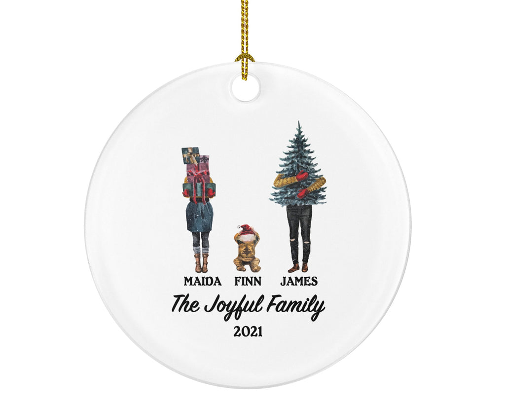Family of 3 Christmas Ornament Personalized - Parents Mother Father Child Girl Boy Mom Dad Gift