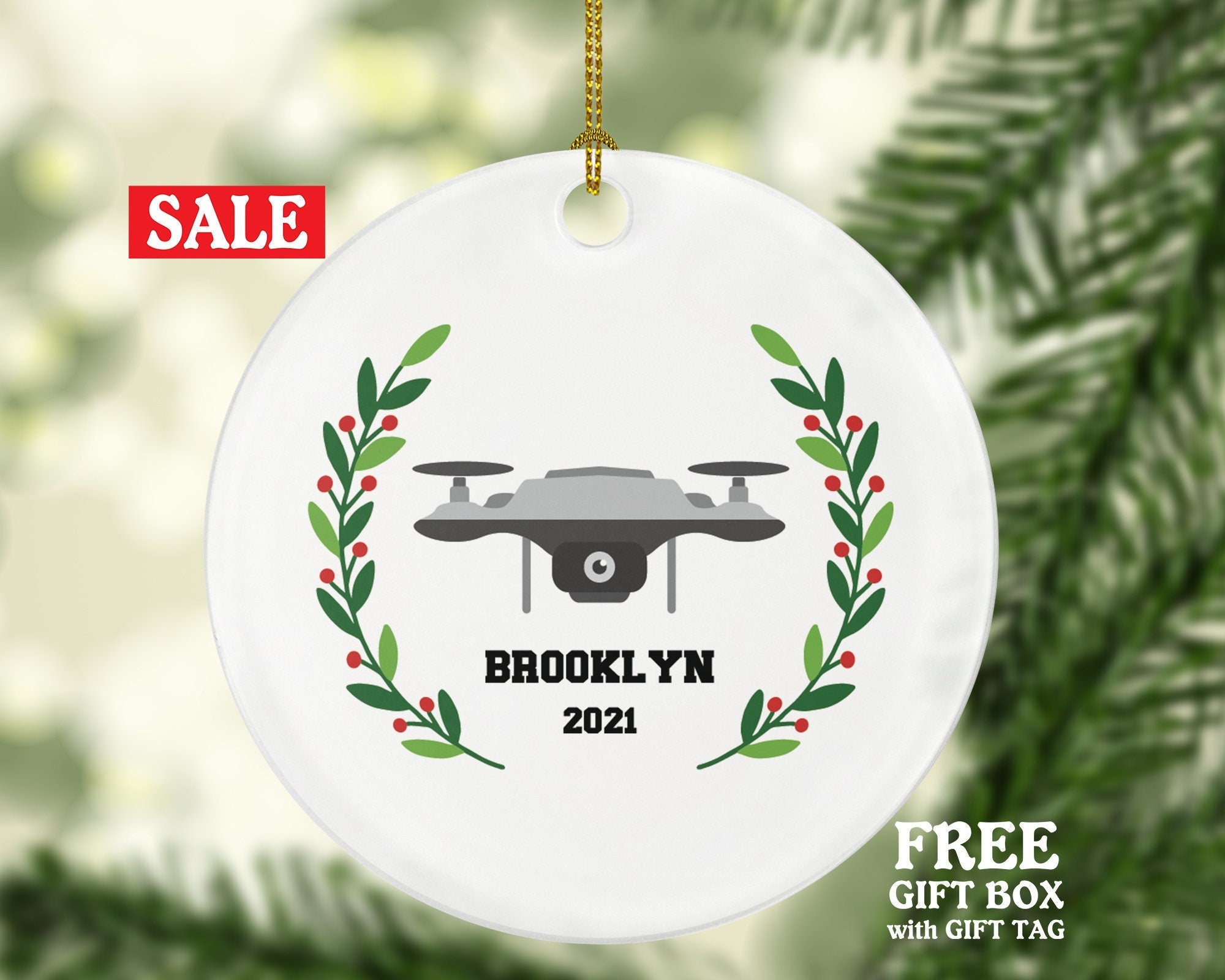 Drone Personalized Christmas Ornament Personalized - Drone Pilot Gift
