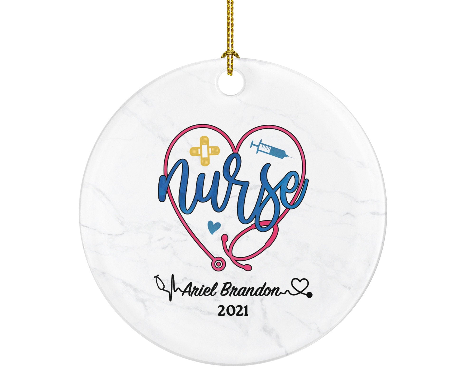 Nurse Christmas Ornament Personalized - Nursing Registered Nurse Health Worker Gift from Patient for Nurse RN Custom Medical