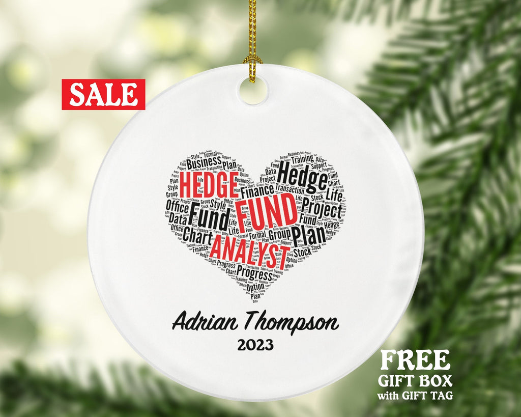 Hedge Fund Analyst Christmas Ornament Personalized - Economy Specialist Finance Worker Christmas Gift Custom Name