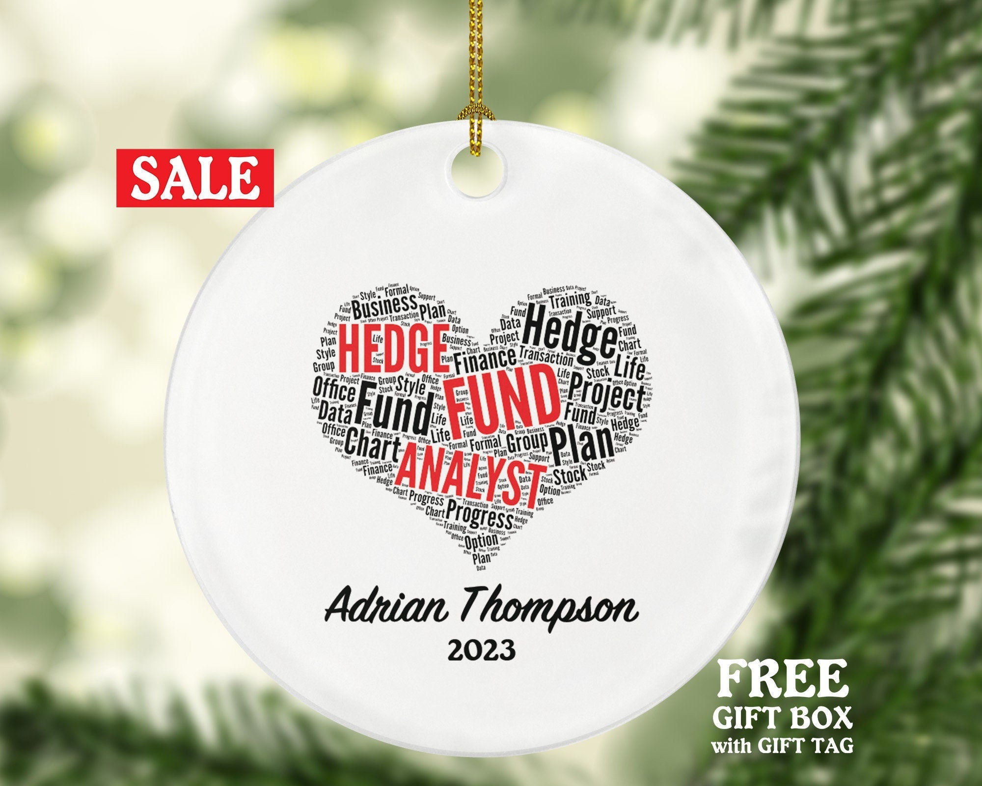 Hedge Fund Analyst Christmas Ornament Personalized - Economy Specialist Finance Worker Christmas Gift Custom Name