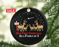 Our First Christmas As A Family Of 5 Five Ornament - Deer Reindeer Kids Children Mom Dad New Mommy Daddy Baby Girl Boy Father Mother Newborn