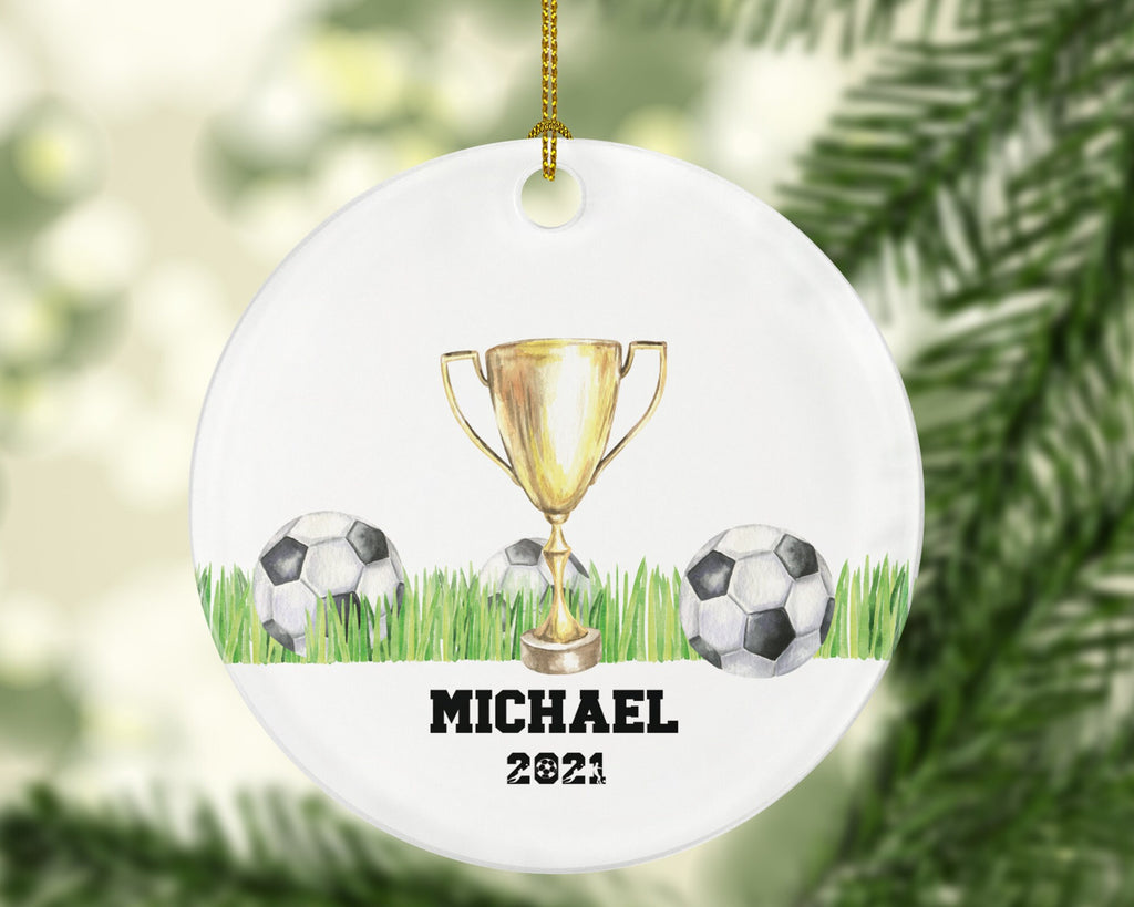 Soccer Playing Christmas Ornament - Goal Keeper Saver Coach Team Player Personalized Gift Gamer Sports Match Senior Custom Ball Cup Champion