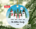 Snowmen Family of 4 Personalized Ornament - First Christmas New Baby Girl Boy Parents Mother Father Mom Dad Gift Kid Child Gift