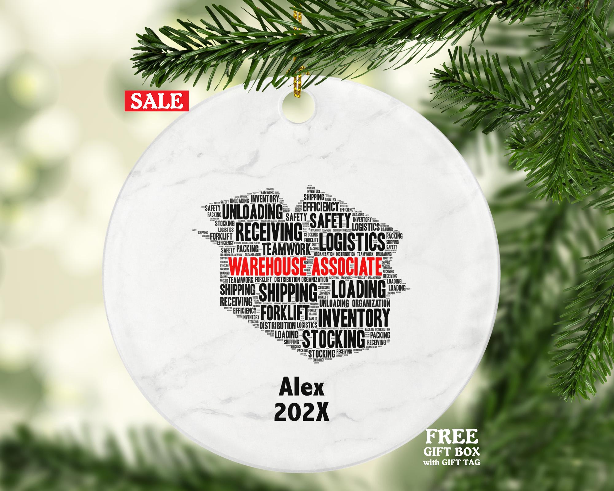 Personalized Warehouse Associate Ornament – Custom Word Art Gift for Workers and Logistics Teams