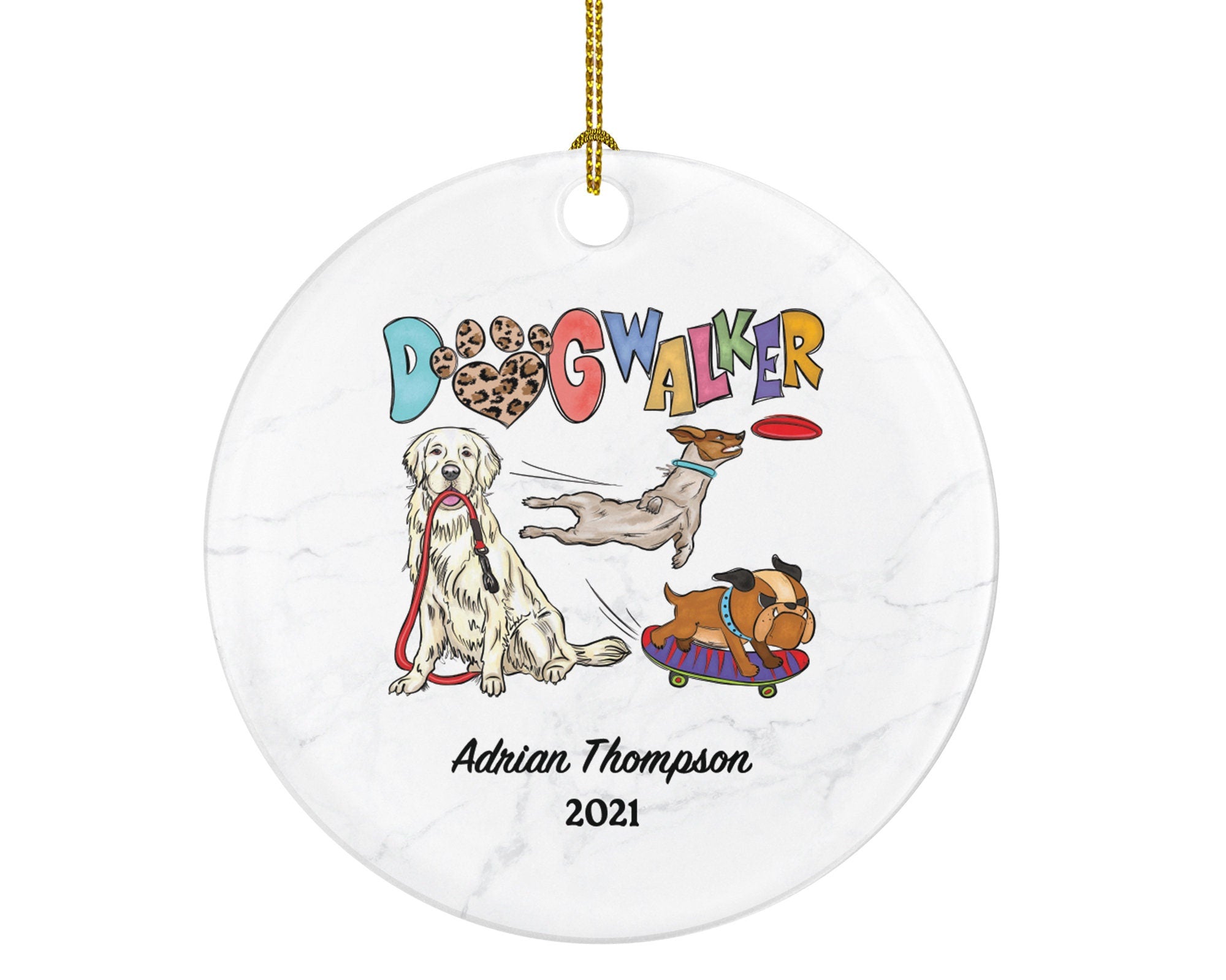 Dog Walker Christmas Ornament Personalized - Pets Dog Walker Gift, Custom Name, Fur Holiday
