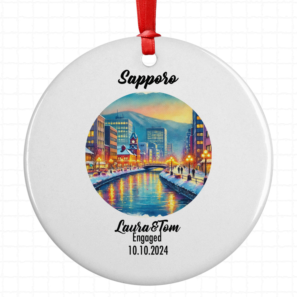 Sapporo, Japan, Ornament, Engagement, Married, Travel, Gift for Engaged Couple, Engagement Gift, Trip, Vacation Souvenir
