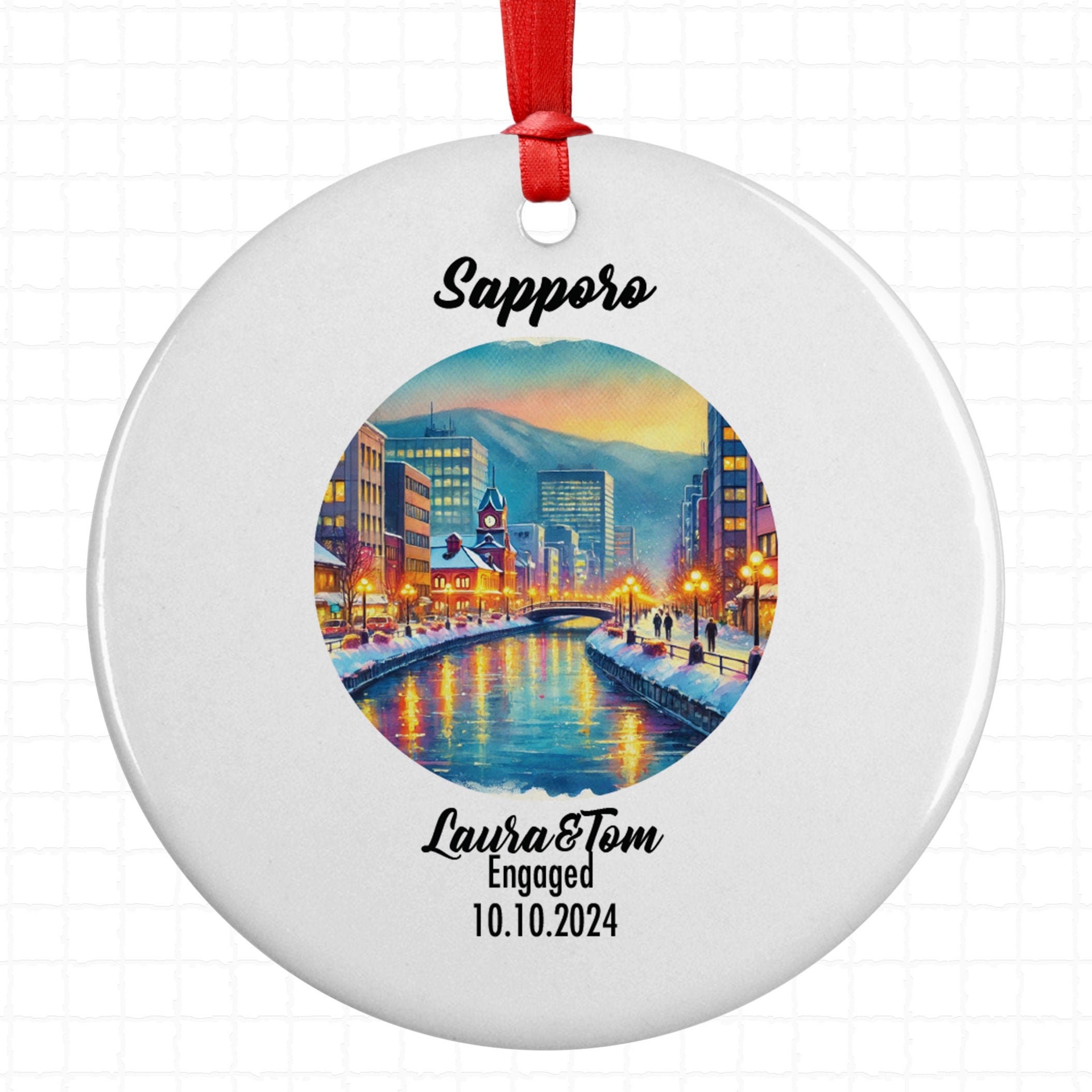 Sapporo, Japan, Ornament, Engagement, Married, Travel, Gift for Engaged Couple, Engagement Gift, Trip, Vacation Souvenir