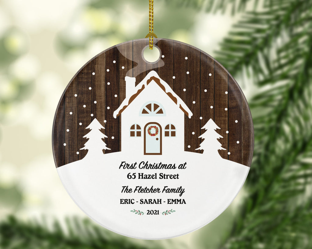 First Christmas in Our New Home Ornament - Personalized Housewarming Wedding House Homeowner Property Casa Villa Mansion Buyer Owner Broker