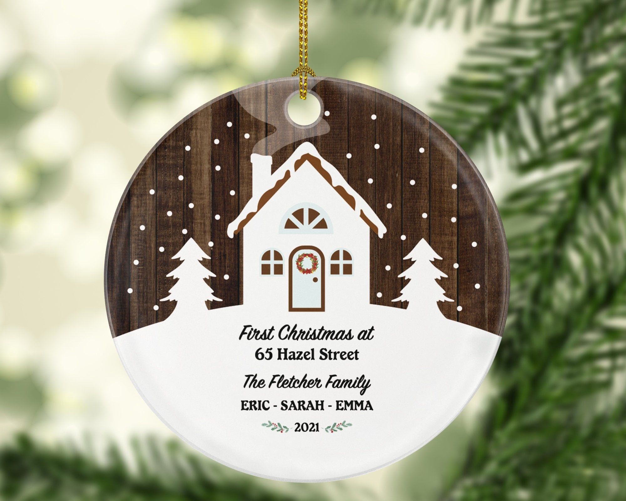 First Christmas in Our New Home Ornament - Personalized Housewarming Wedding House Homeowner Property Casa Villa Mansion Buyer Owner Broker