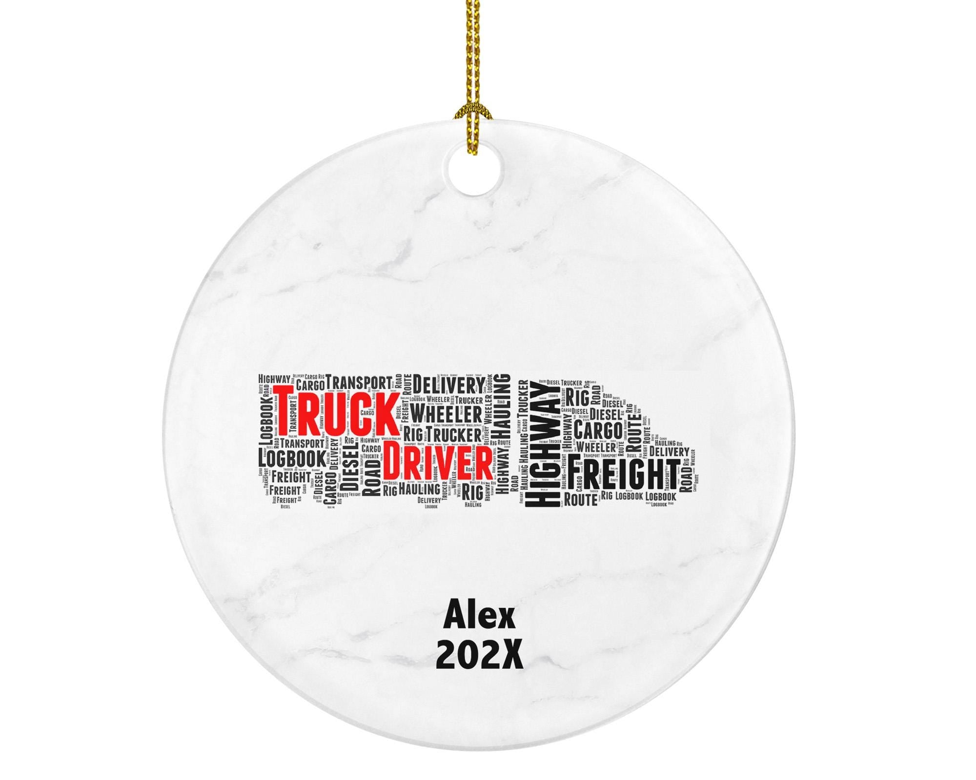 Personalized Truck Driver Ornament – Custom Gift for CDL Drivers and Freight Haulers – Word Art Keepsake