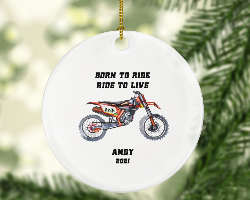 Dirt Bike Rider Christmas Ornament, Motorcycle Racer Ornament, Motocross Racing Personalized Gift