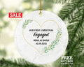First Christmas Engaged Personalized Ornament - Engagement Announcement Couple Gift - Greenery Heart