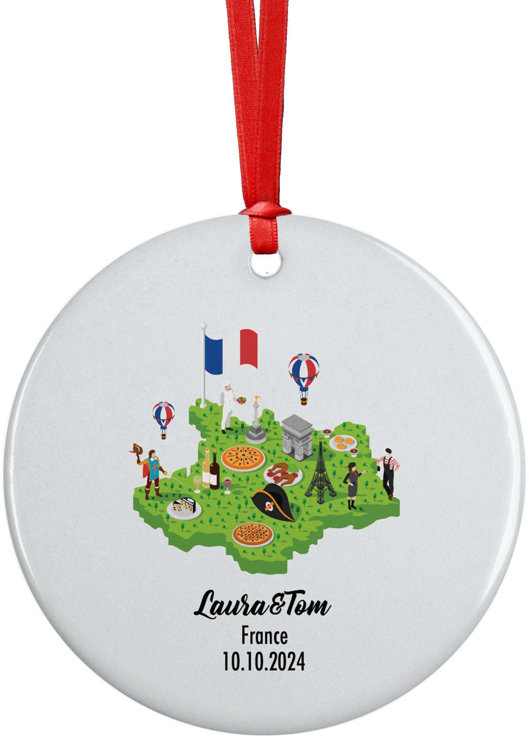 France Cultural Map, Ornament, Engagement, Married, Travel, Gift for Engaged Couple, Engagement Gift, Trip, Vacation Souvenir