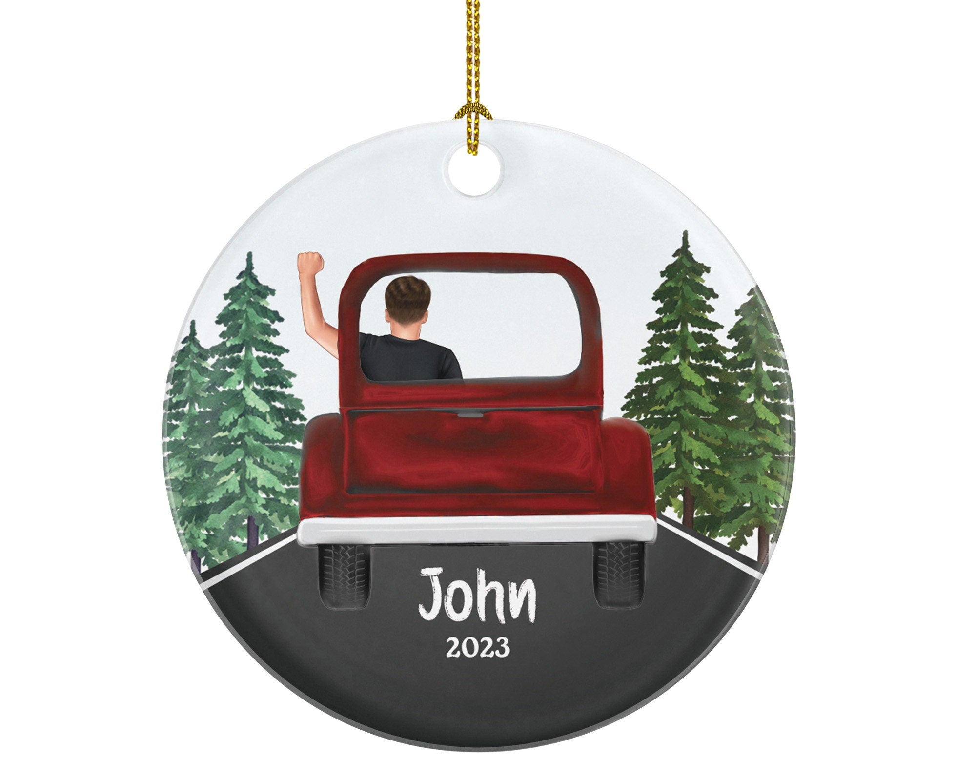 Truck Driver Christmas Ornament - Personalized Boy Male Car Driving Adventure New License Owner Driver's License Plate Custom Teenage Gift