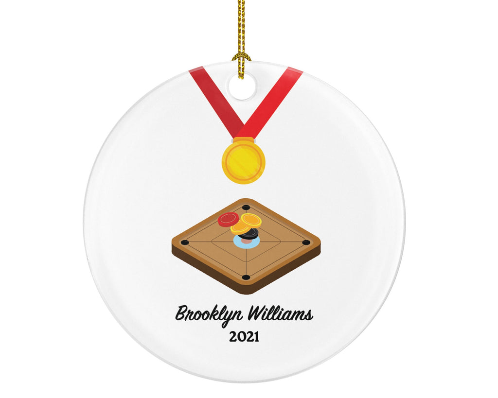 Carom Player Christmas Custom Ornament, Enthusiast, Board Games Personalized