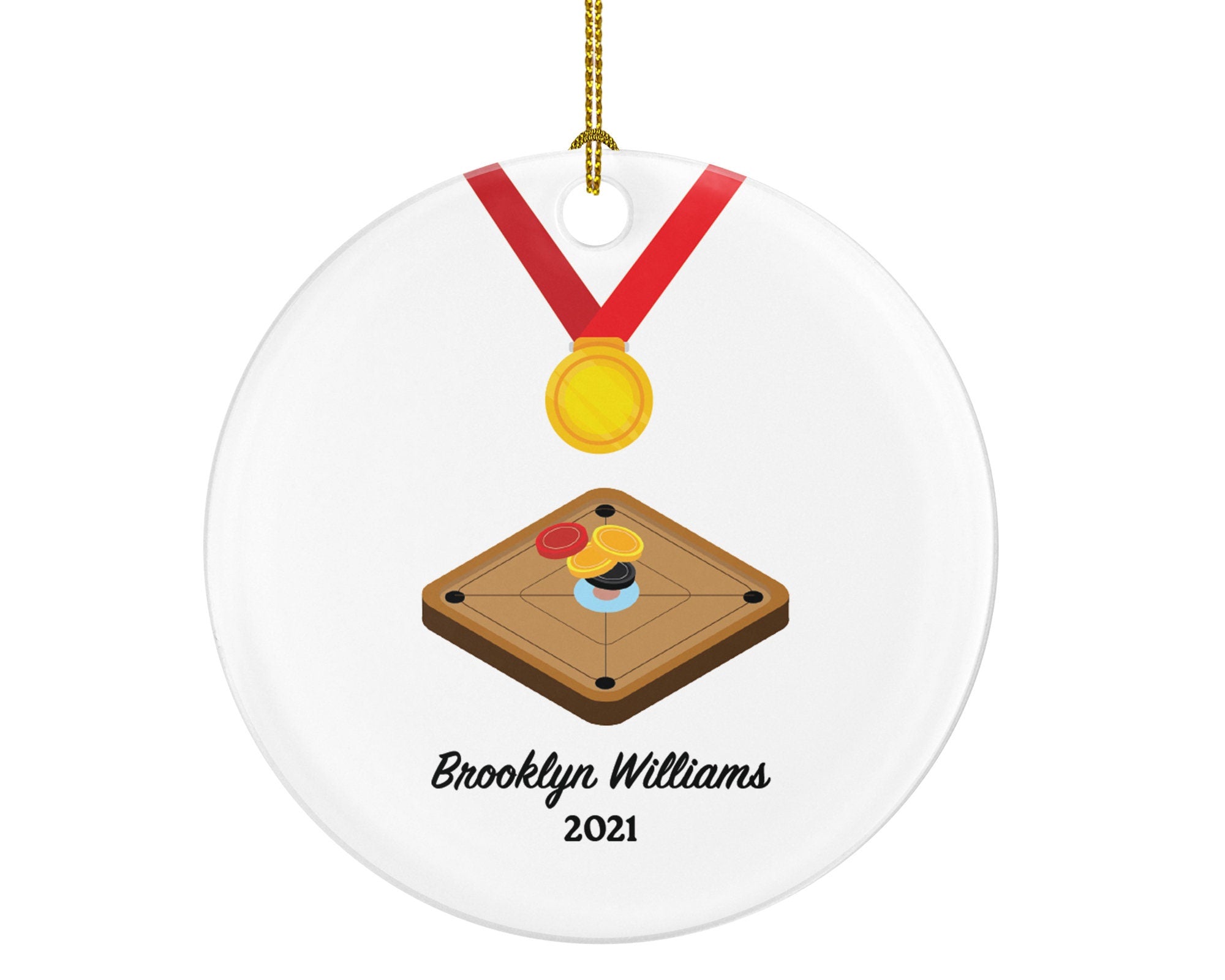 Carom Player Christmas Custom Ornament, Enthusiast, Board Games Personalized