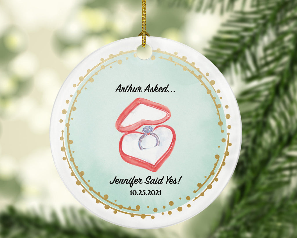 Personalized Engaged Christmas Ornament - Custom First Christmas Engagement Proposal Ornament