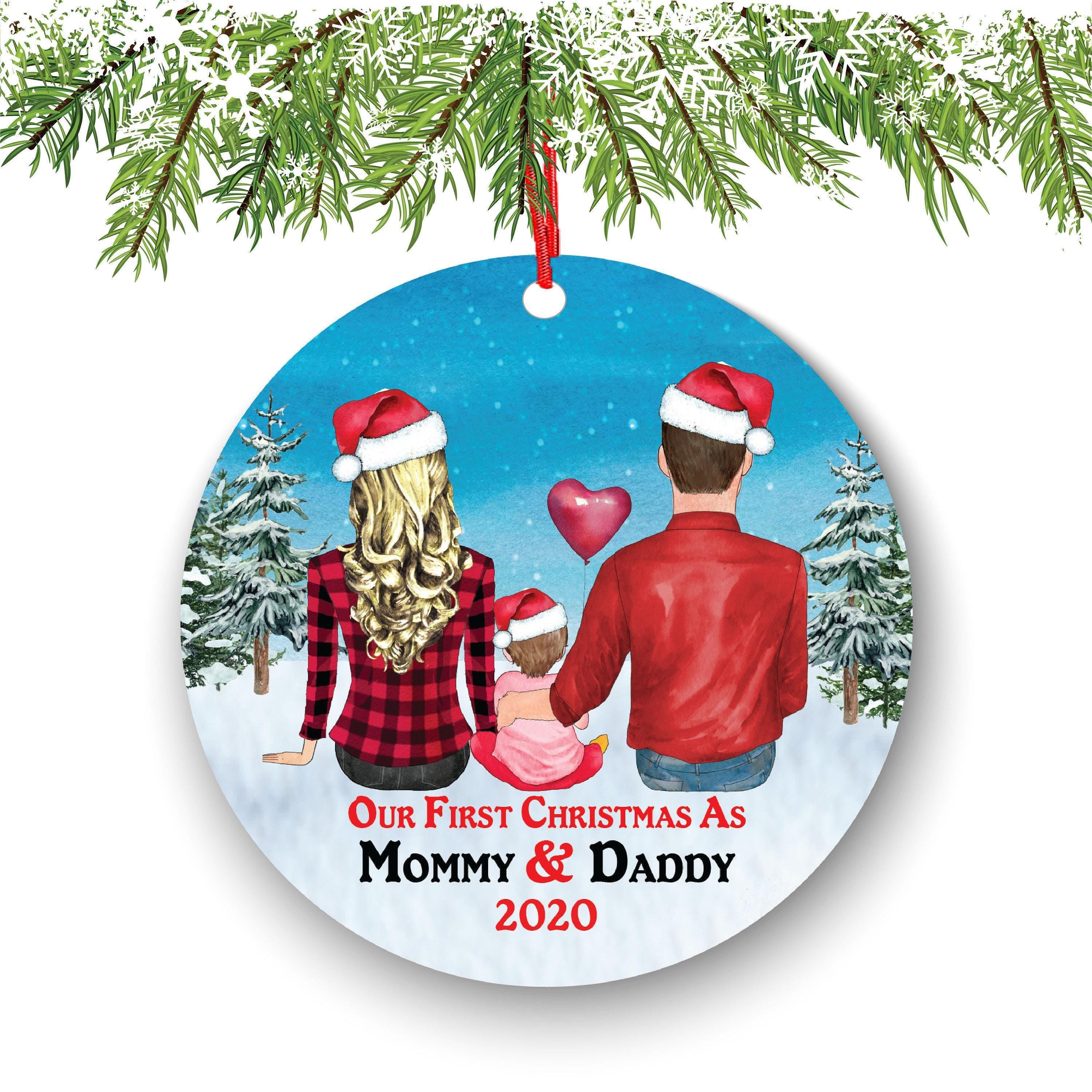 First Christmas Ornament, New Mom and Dad Baby Keepsake (3-Inch Ceramic)