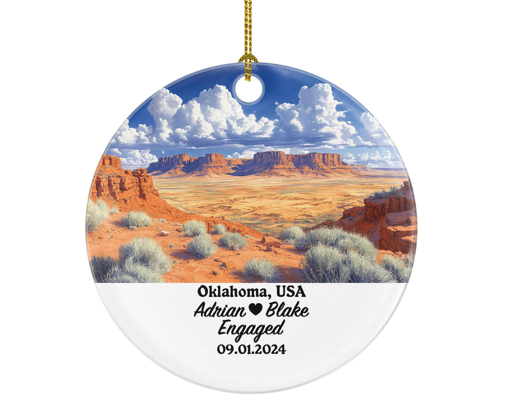 Oklahoma Christmas Ornament Personalized - OK Engaged Married Family Together Couple Travel Honeymoon Engagement Marriage