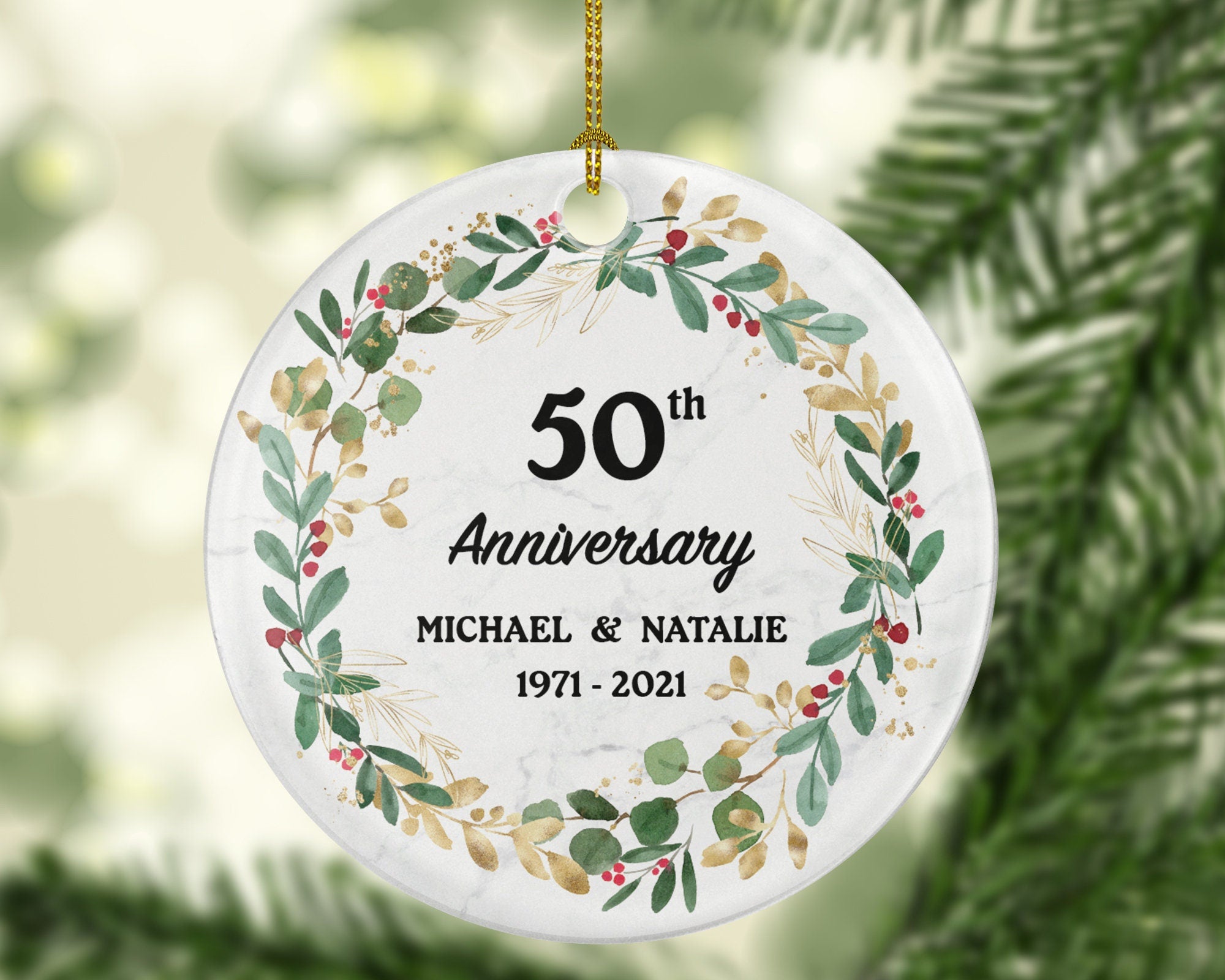 Anniversary Christmas Ornament Personalized, Anniversary Gift, 1st 5th 10th 25th 40th 50th Marriage Anniversary Gift