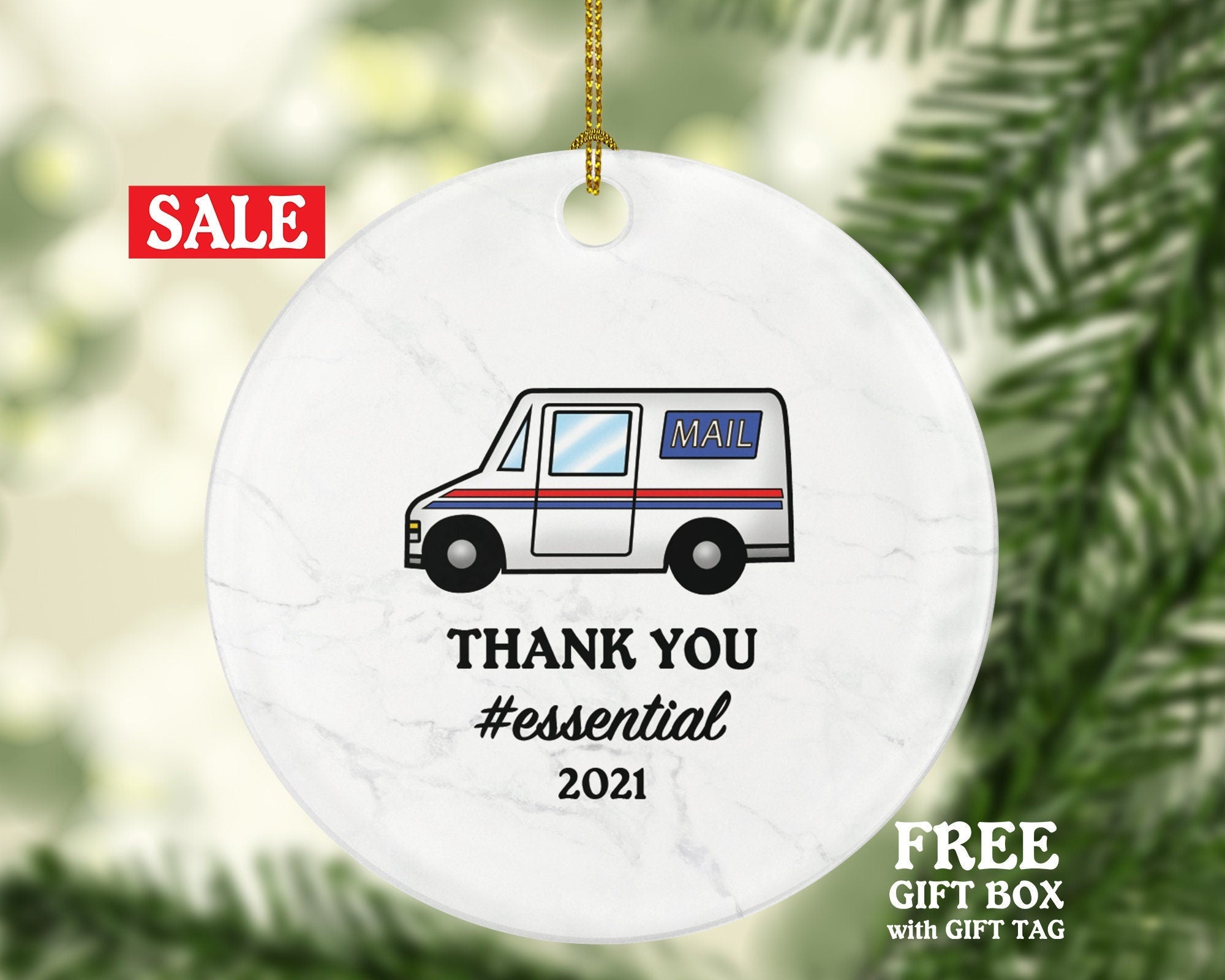 Mail Carrier Truck Postal Worker Christmas Ornament Personalized - Mailman Appreciation Gift Thank You Essential Worker Holiday
