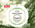 First Christmas Engaged Custom Ornament - Personalized Engagement Announcement Couple Gift - Custom Date Name - Diamond Engagement Ring