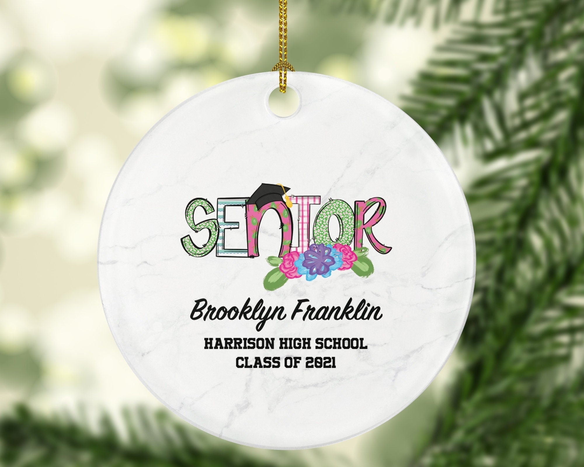 Senior Graduation Christmas Ornament Personalized - Class of Gift Graduate Masters Bachelor Doctorate College High School Degree Gift
