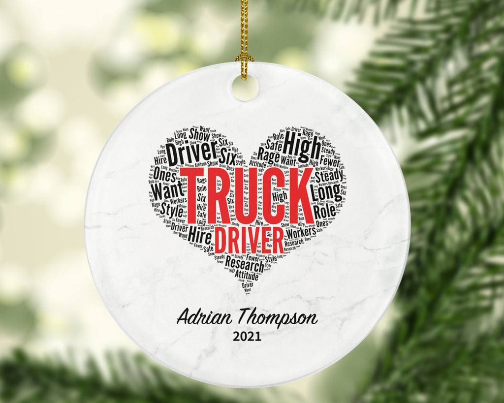 Truck Driver Christmas Ornament Personalized - Truck Driving Gift - Custom Name Year
