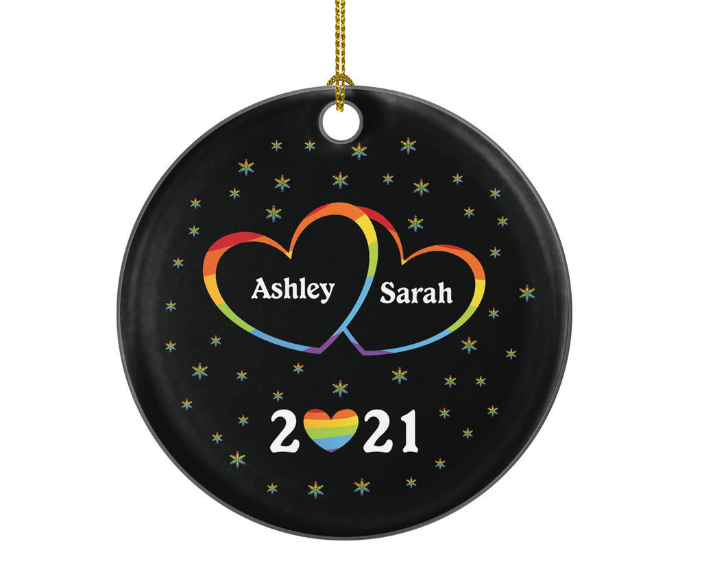 Pride Rainbow / Gay Lesbian Couple Christmas Ornament / First Christmas Ornament / Personalized Christmas Ornament / Love is Love / Same Sex