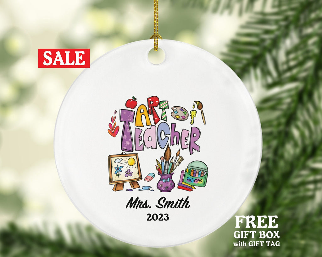 Art Teacher Personalized Ornament, Christmas Artist, Art Lover, Xmas Drawing Painting Art Craft Custom Gift
