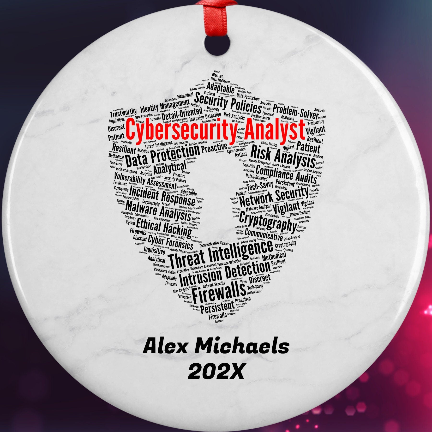 Cybersecurity Analyst Personalized Christmas Ornament