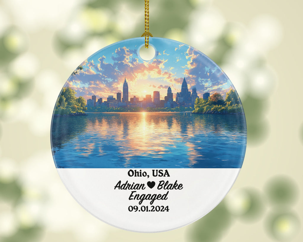Ohio Christmas Ornament Personalized - OH Engaged Married Family Together Couple Travel Honeymoon Engagement Marriage