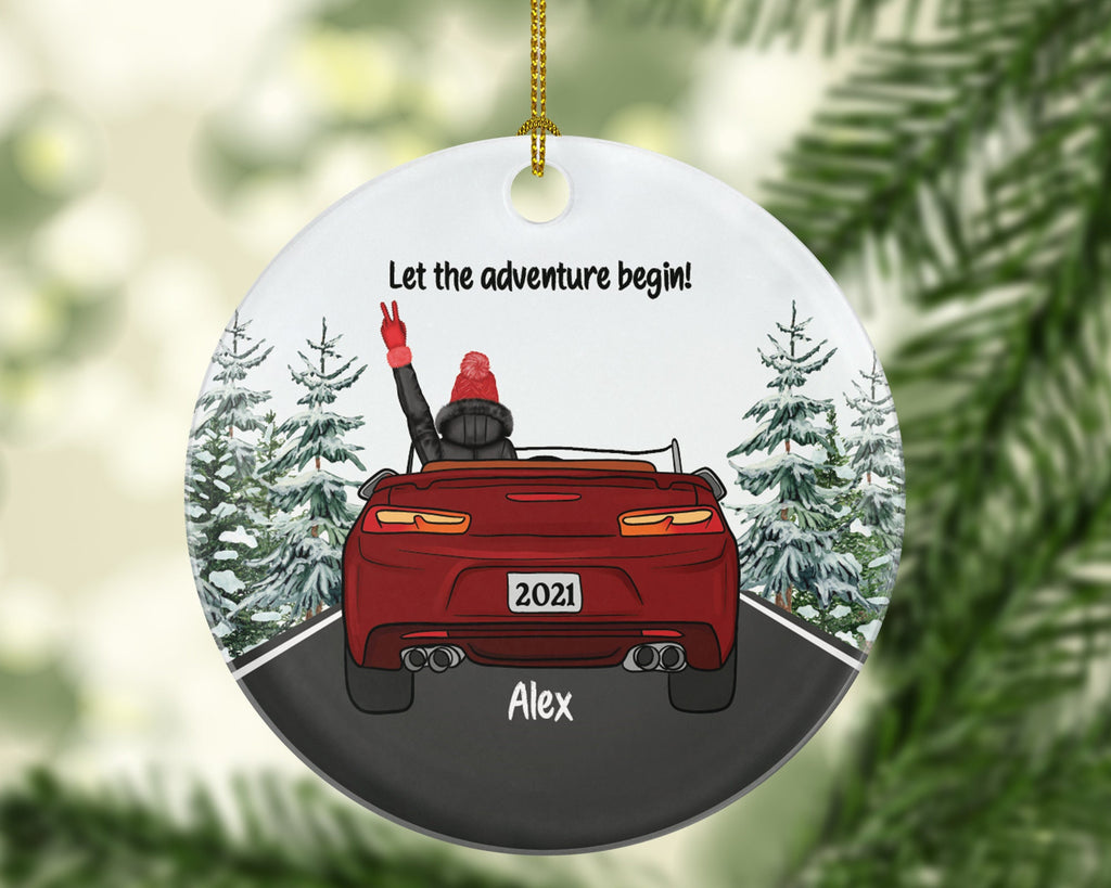 Personalized New Driver Christmas Ornament Girl Female Car Driving Convertible License Owner Driver's License Plate Custom Gift For Teenage